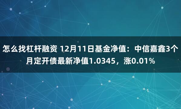 怎么找杠杆融资 12月11日基金净值：中信嘉鑫3个月定开债最新净值1.0345，涨0.01%