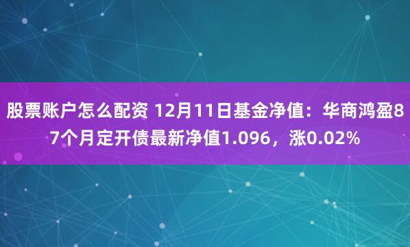 股票账户怎么配资 12月11日基金净值：华商鸿盈87个月定开债最新净值1.096，涨0.02%