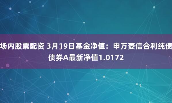 场内股票配资 3月19日基金净值：申万菱信合利纯债债券A最新净值1.0172