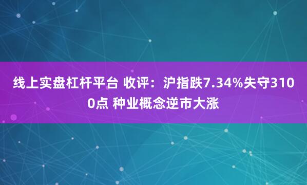 线上实盘杠杆平台 收评：沪指跌7.34%失守3100点 种业概念逆市大涨