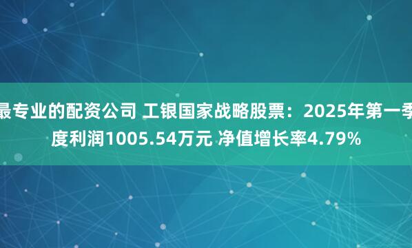 最专业的配资公司 工银国家战略股票：2025年第一季度利润1005.54万元 净值增长率4.79%
