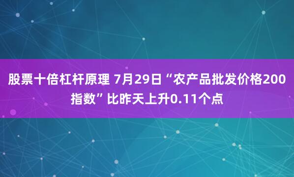 股票十倍杠杆原理 7月29日“农产品批发价格200指数”比昨天上升0.11个点