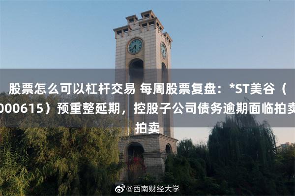 股票怎么可以杠杆交易 每周股票复盘：*ST美谷（000615）预重整延期，控股子公司债务逾期面临拍卖