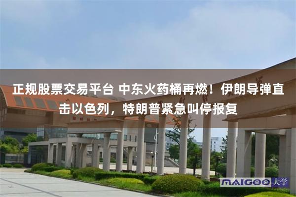 正规股票交易平台 中东火药桶再燃！伊朗导弹直击以色列，特朗普紧急叫停报复
