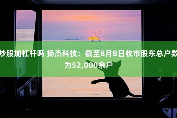 炒股加杠杆吗 扬杰科技：截至8月8日收市股东总户数为52,000余户