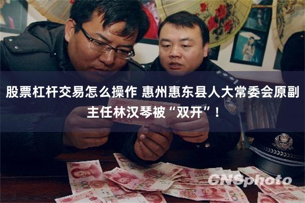 股票杠杆交易怎么操作 惠州惠东县人大常委会原副主任林汉琴被“双开”！