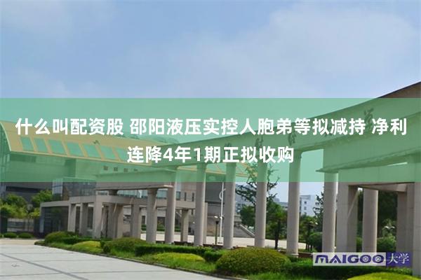 什么叫配资股 邵阳液压实控人胞弟等拟减持 净利连降4年1期正拟收购