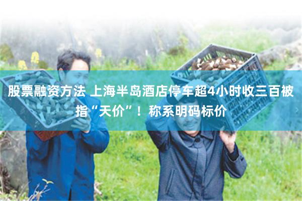 股票融资方法 上海半岛酒店停车超4小时收三百被指“天价”！称系明码标价