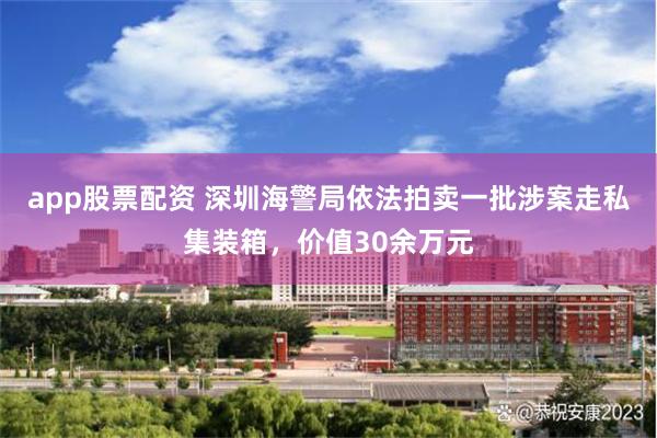 app股票配资 深圳海警局依法拍卖一批涉案走私集装箱，价值30余万元