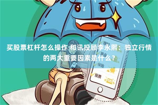 买股票杠杆怎么操作 和讯投顾李永熙:独立行情的两大重要因素是什么?