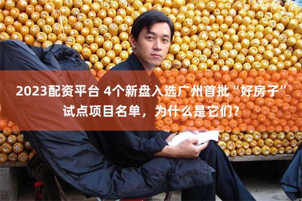 2023配资平台 4个新盘入选广州首批“好房子”试点项目名单，为什么是它们？
