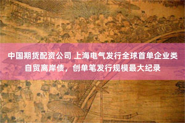 中国期货配资公司 上海电气发行全球首单企业类自贸离岸债，创单笔发行规模最大纪录