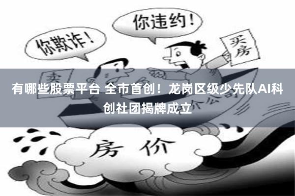 有哪些股票平台 全市首创！龙岗区级少先队AI科创社团揭牌成立